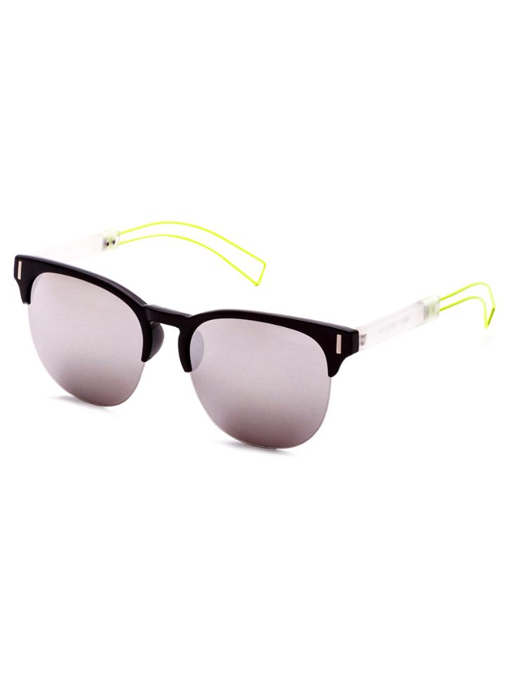 Romwe Black Open Frame Grey Lens Hollow Arm Sunglasses