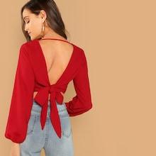 Romwe Knot V-back Wrap Top