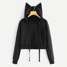Romwe Solid Hooded Sweatshirt