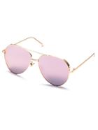 Romwe Pink Brow Bar Aviator Sunglasses