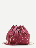 Romwe Rhinestone And Star Embellished Drawstring Bucket Bag