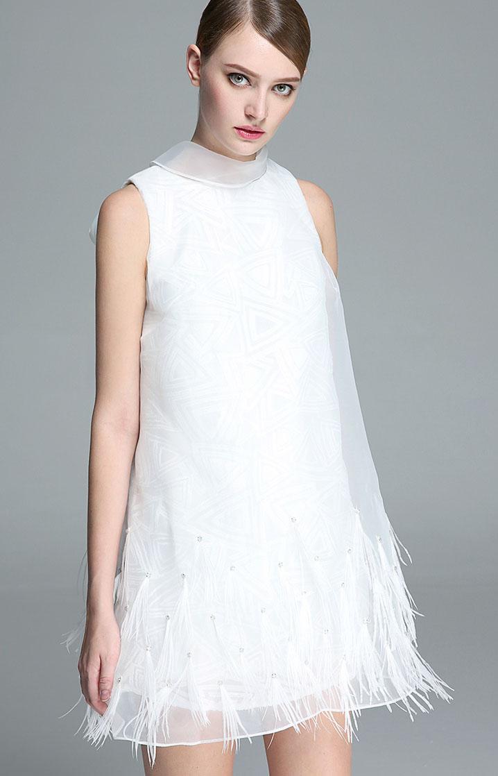 Romwe Back Bow With Tassel Organza A-line Dress