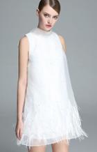 Romwe Back Bow With Tassel Organza A-line Dress