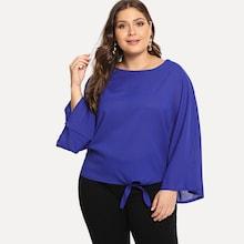 Romwe Plus Knot Hem Solid Top