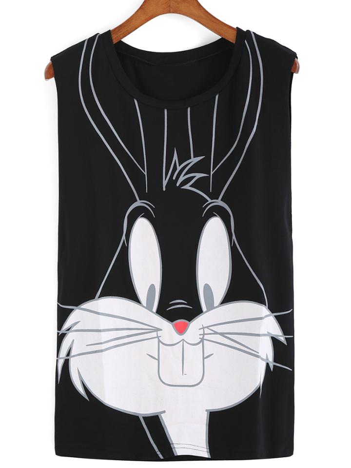 Romwe Rabbit Print Tank Top
