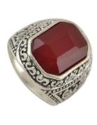 Romwe Red Square Shape Big Stone Ring Designs