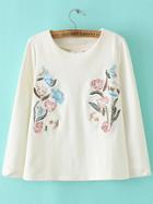 Romwe Long Sleeve Embroidered Blouse