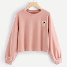 Romwe Bishop Sleeve Letter Tape Sweatshirt