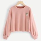 Romwe Bishop Sleeve Letter Tape Sweatshirt