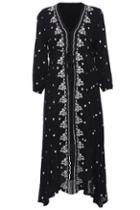 Romwe Floral Embroidered Black Dress
