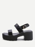 Romwe Black Strappy Platform Pu Sandals