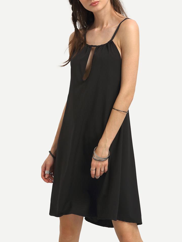 Romwe Strappy Racerback Keyhole Neck Chiffon Dress