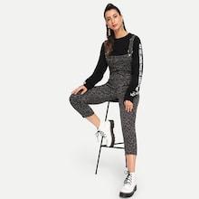 Romwe Leopard Pocket Detail Denim Overalls