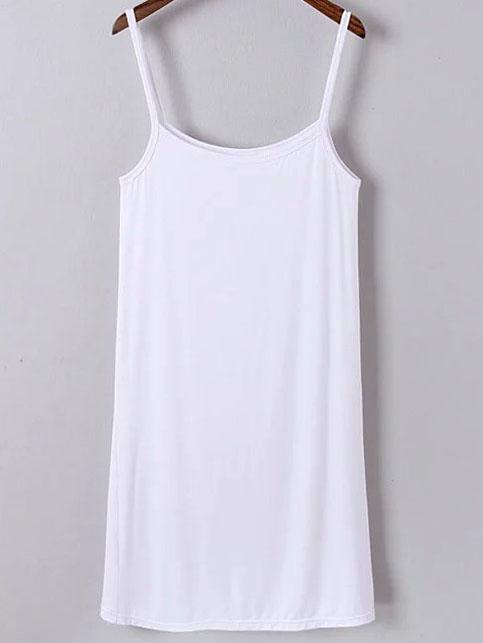 Romwe Spaghetti Strap Modal Cotton White Cami Dress