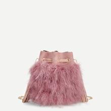Romwe Feather And Tassel Detail Drawstring Crossbody Bag