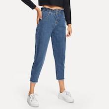 Romwe Raw Hem Solid Jeans