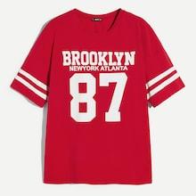 Romwe Guys Varsity Print T-shirt