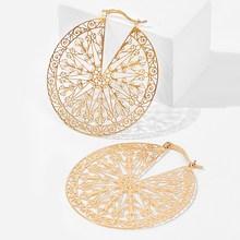 Romwe Cut Hollow Round Drop Earrings