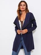 Romwe Exaggerate Collar Press-stud Detail Coat
