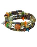 Romwe Colorful Layers Wooden Beads Bracelet
