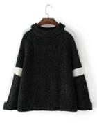 Romwe Contrast Tape Raglan Sleeve Sweater