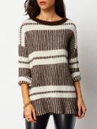 Romwe Dropped Shoulder Seam Striped Sweater