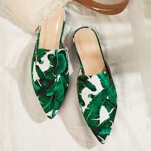 Romwe Random Tropical Pattern Point Toe Flat Mules