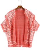 Romwe Lapel Tribal Pattern Tassel Coat