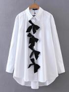 Romwe High Low Blouse With Bow