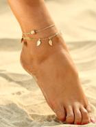 Romwe Metal Leaf Decorated Chain Anklet