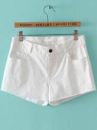 Romwe Fringe Slim White Shorts