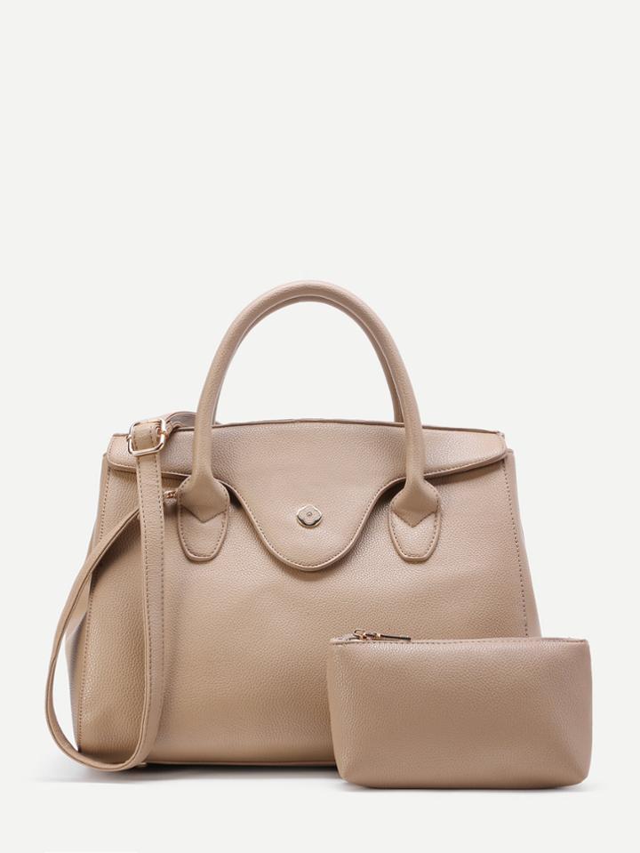 Romwe Pu Shoulder Bag With Clutch Bag