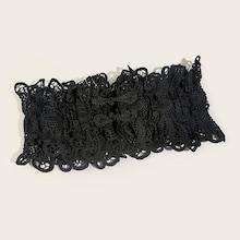 Romwe Frog Closure Buttons Detail Guipure Lace Wide Belt