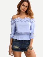 Romwe Off The Shoulder Applique Crop Top