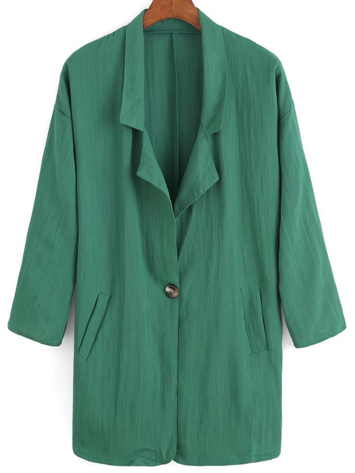 Romwe Lapel Single Button Edge Pockets Coat