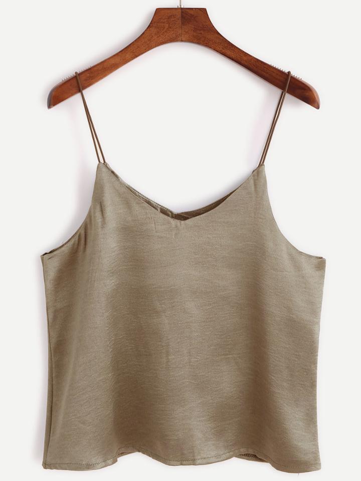 Romwe Khaki Stain Swing Cami Top