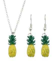 Romwe Simulation Pineapple Earrings Necklace Set