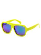 Romwe Neon Yellow Frame Iridescent Lens Sunglasses