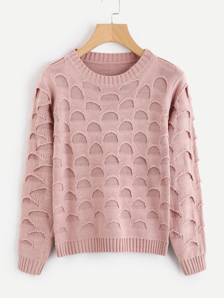 Romwe Ribbed Trim Mix Knit Sweater