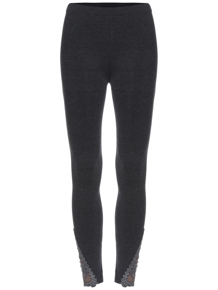 Romwe Elastic Waist Lace Crochet Grey Leggings