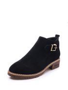 Romwe Side Buckle Pu Ankle Boots