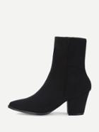 Romwe Pointed Toe Block Heeled Boots