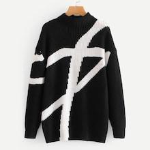 Romwe Drop Shoulder Mock Neck Jumper