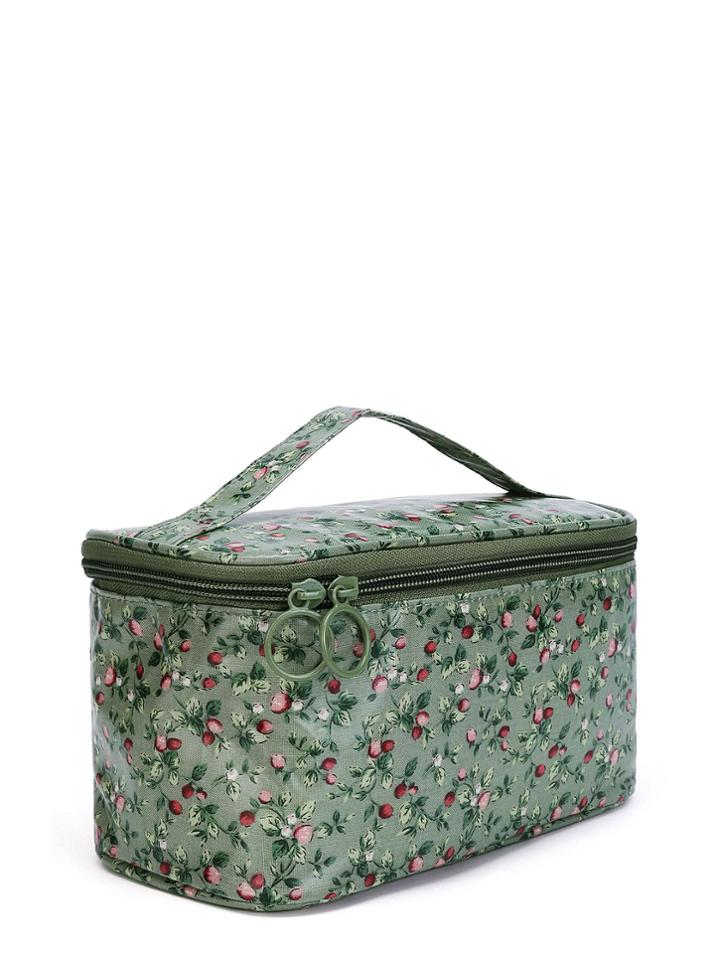 Romwe Double Zipper Calico Print Makeup Bag