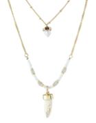 Romwe Gold Plated Beige Turquoise Necklace Chain