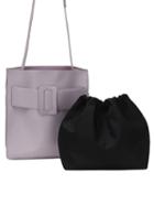 Romwe Square Buckle Belt Shoulder Bag - Purple