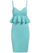Romwe Spaghetti Strap Peplum Waist Bodycon Green Dress
