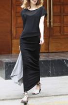 Romwe Round Neck Chiffon Asymmetrical Dress