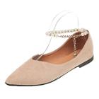 Romwe Point Toe Suede Ankle Strap Flats