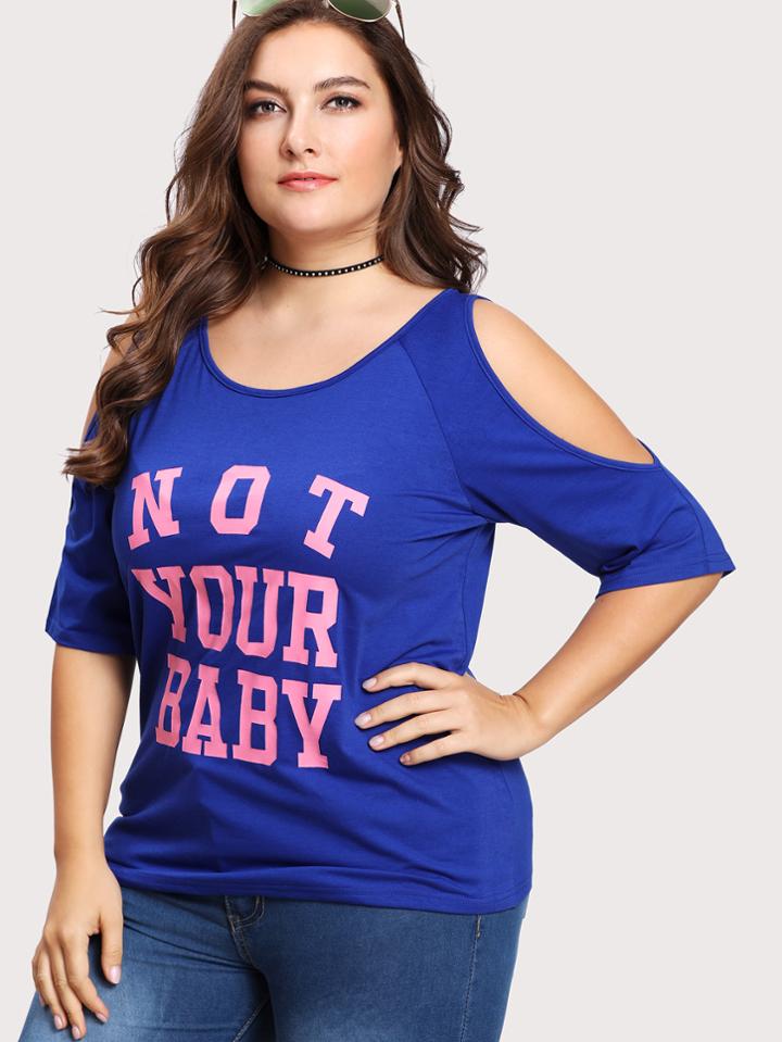 Romwe Raglan Sleeve Letter Print Tee